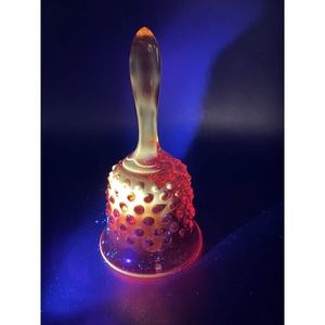 Fenton Amberina Bell Glowy Glass Hobnail Glass Glows UV Reactive